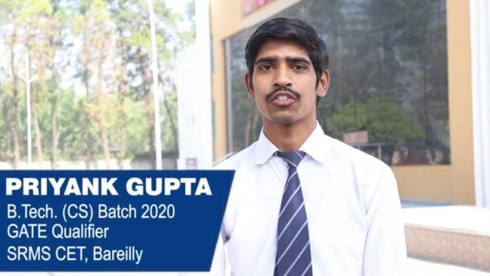 RISING STAR: PRIYANK GUPTA’S JOURNEY FROM SRMS ENGINEERING COLLEGE TO ‘GATE’ SUCCESS!