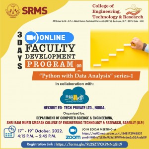 SRMS COLLEGE OF ENGINEERING, TECHNOLOGY & RESEARCH TO HOST 3-DAY FDP