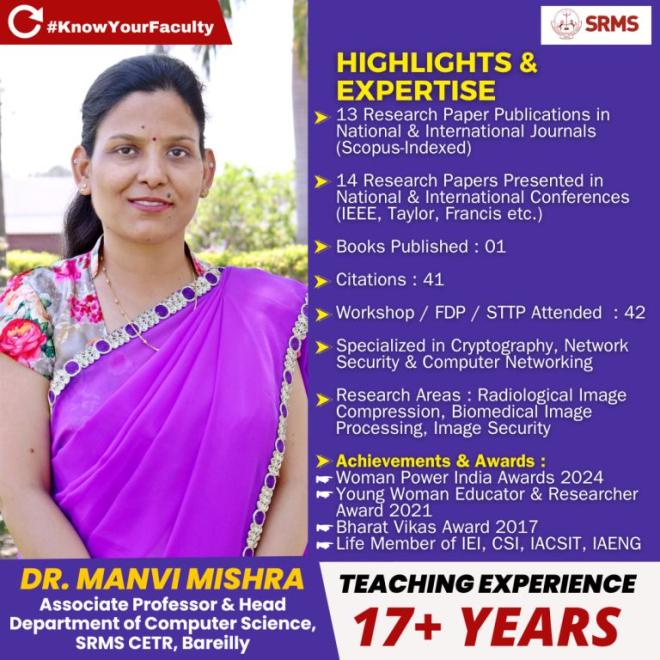 DR MANVI MISHRA FROM SRMS ENGINEERING & RESEARCH COLLEGE: ILLUMINATING PERSPECTIVES ON A NEXUS OF KNOWLEDGE & OPPORTUNITY!