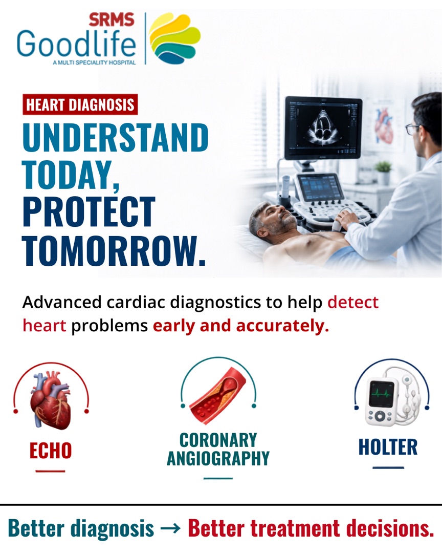 Understand Today, Protect Tomorrow — Echo, Coronary Angiography, Holter | SRMS Goodlife Hospital