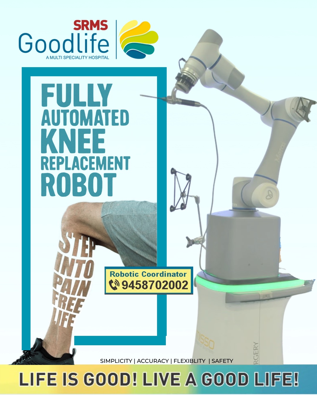 #FreedomFromKneePain — Fully Automated Knee Replacement Robot at SRMS Goodlife Hospital