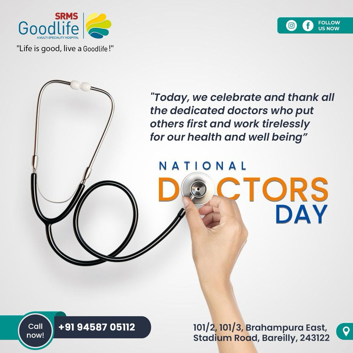 HEARTS THAT HEAL, HANDS THAT NEVER GIVE UP: HAPPY DOCTORS’ DAY FROM SRMS GOODLIFE HOSPITAL…
