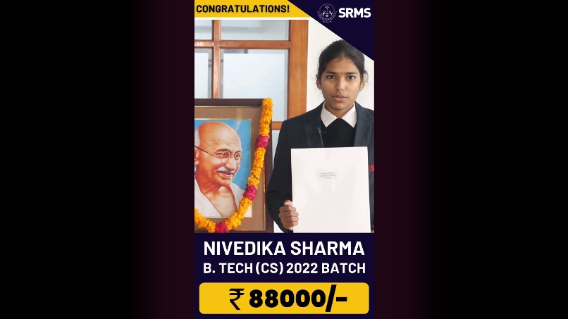 PROUD MOMENT: SRMS B TECH STUDENT NIVEDIKA SHARMA RECEIVES MERIT SCHOLARSHIP WORTH RS 88,000; BRINGS PRIDE TO HER INSTITUTION