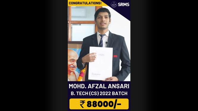 PROUD MOMENT: SRMS BTECH STUDENT MOHD AFZAL ANSARI EARNS PRESTIGIOUS SCHOLARSHIP FOR HIS ACADEMIC EXCELLENCE!